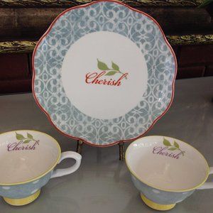 Cherish Plate & 2 Cups